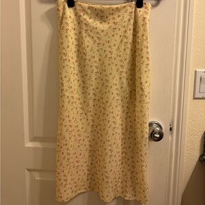 two piece yellow floral skirt & crop tank top